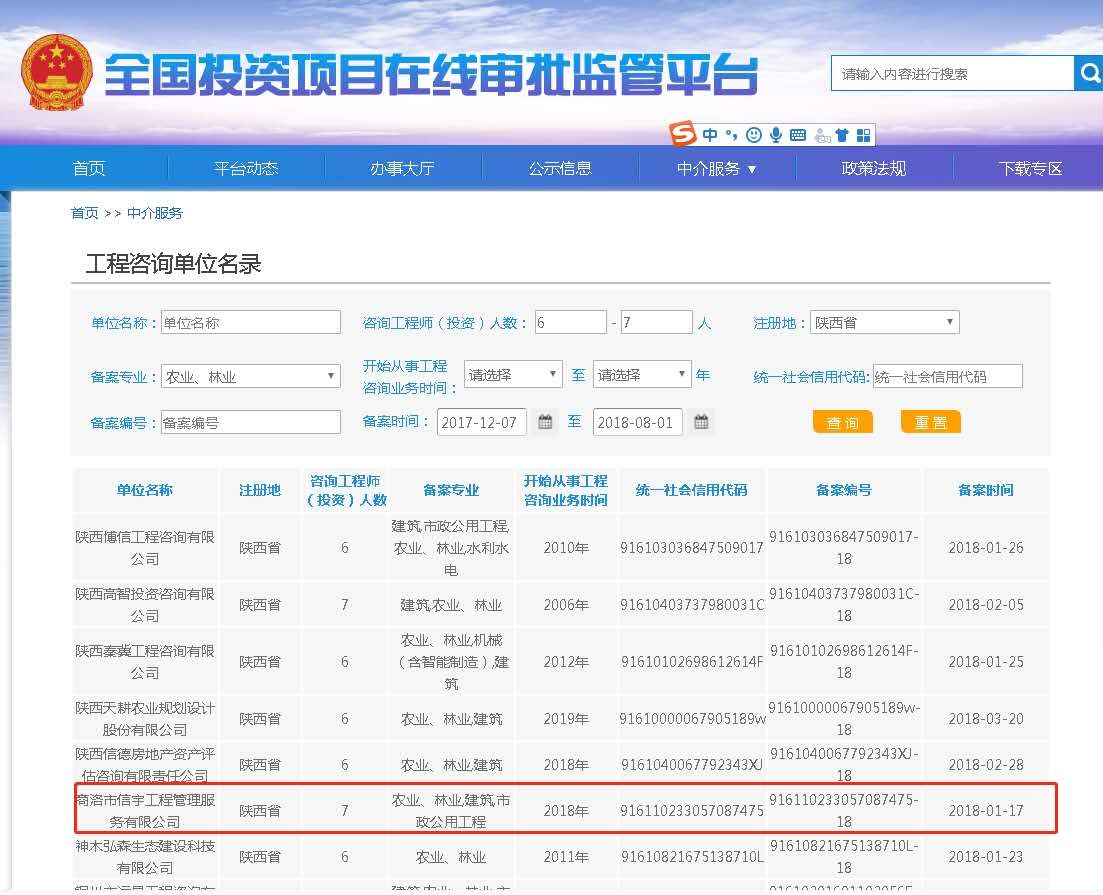 工程咨询备案单位