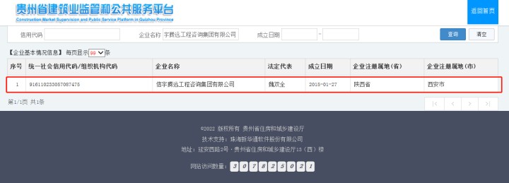 贵州省建筑业监管和公共服务平台  信宇腾远工程咨询集团有限公司